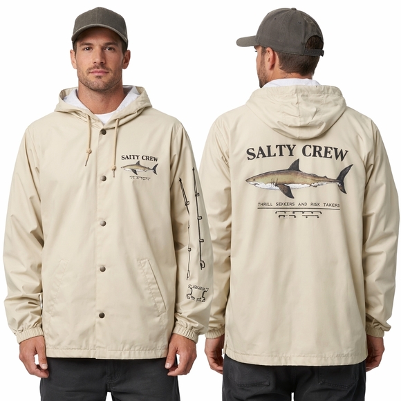 Salty Crew Other - SALTY CREW Bruce Snap Jacket Mens Medium Cream Fishing Surf